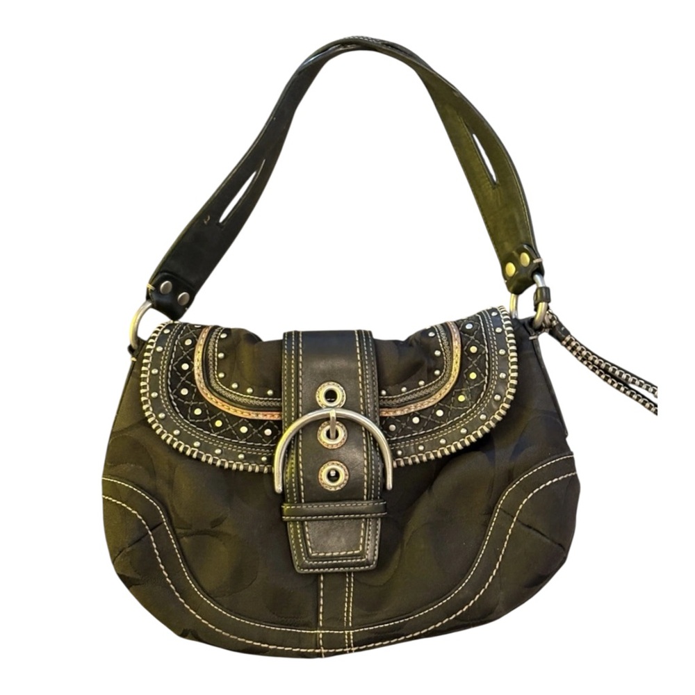 Vintage Coach soho Black Canvas Shoulder Bag